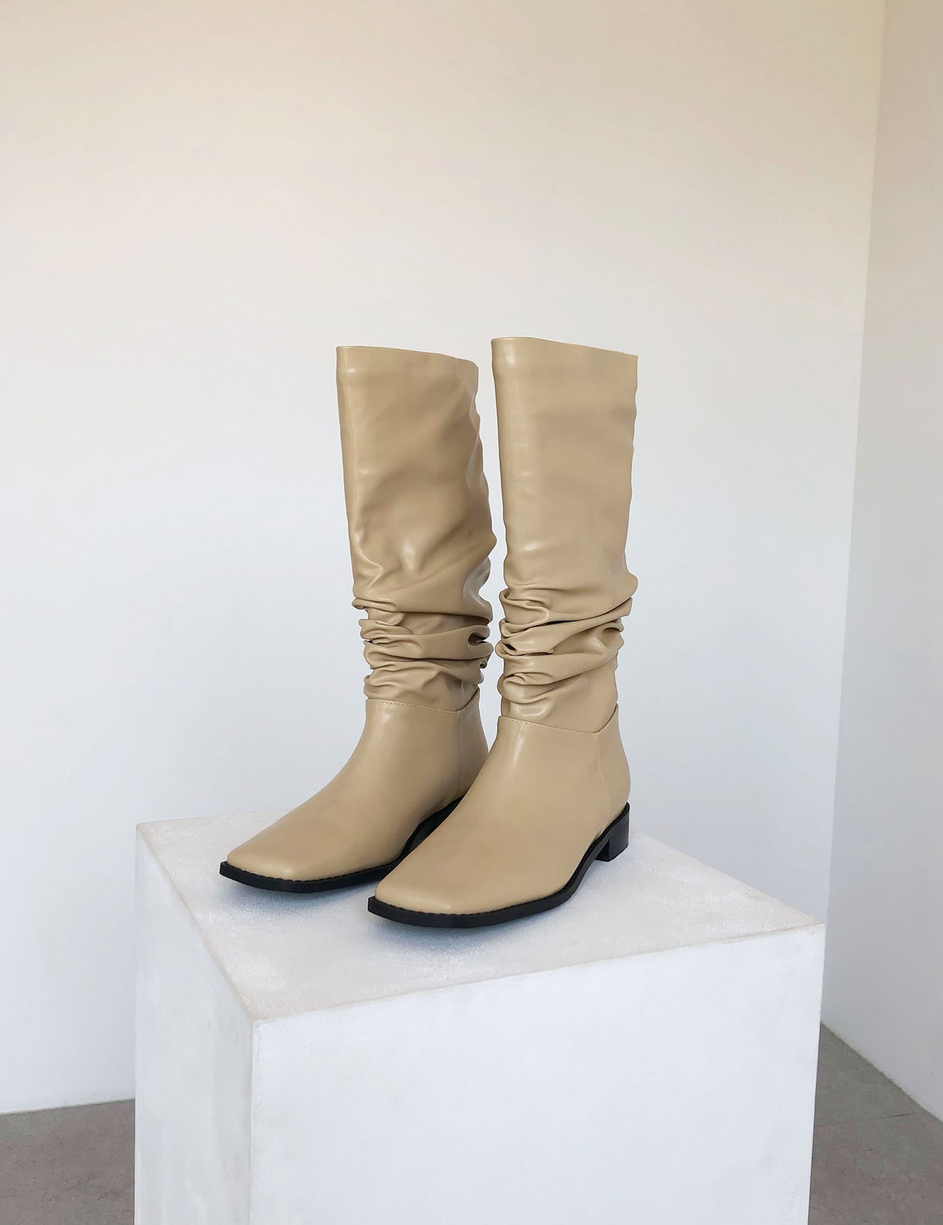wrinkle square boots (3color)