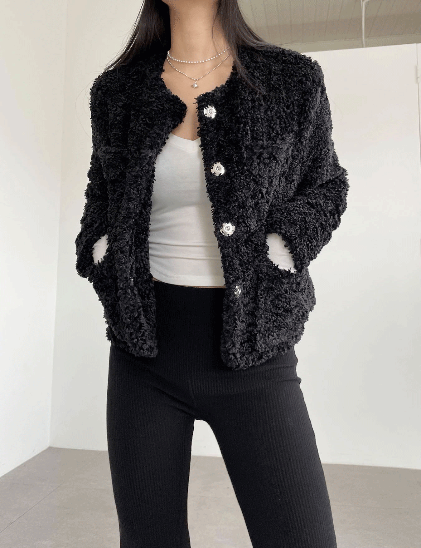 teddy fur jacket (2color)