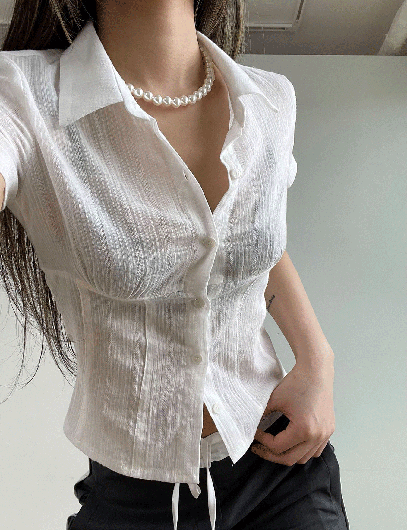 girlish gauze blouse (2color)