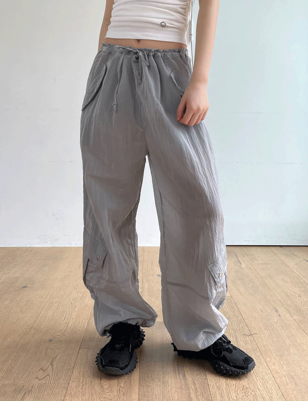 metal cargo pants (2color)