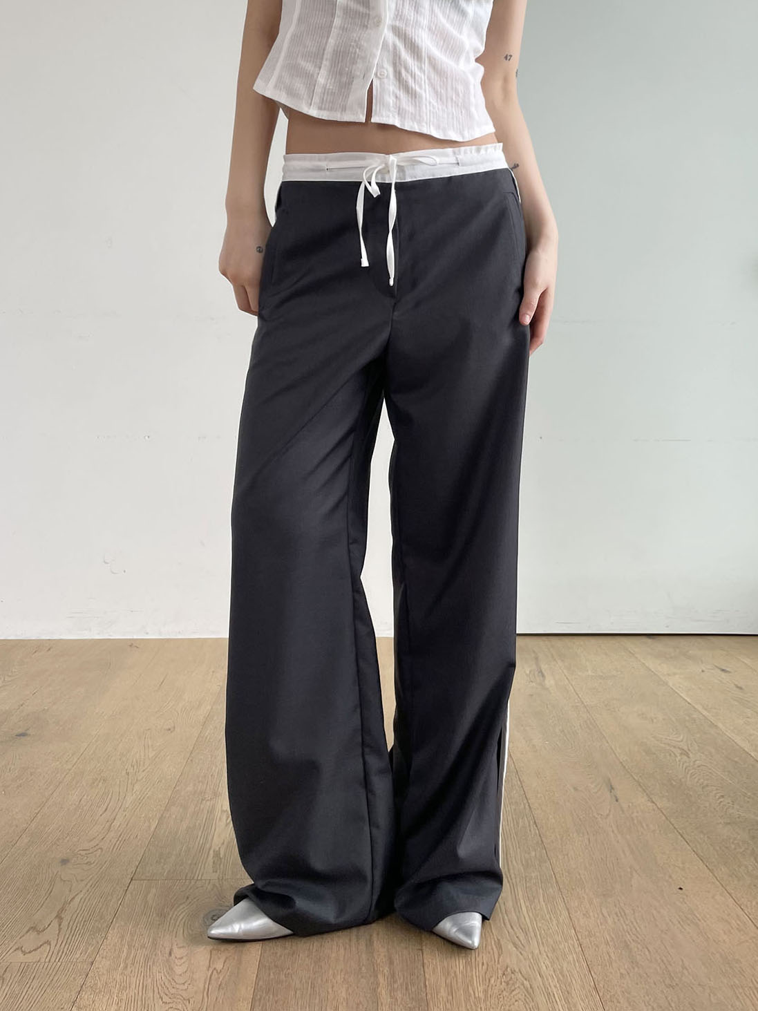 low-rise piping slacks (2color)
