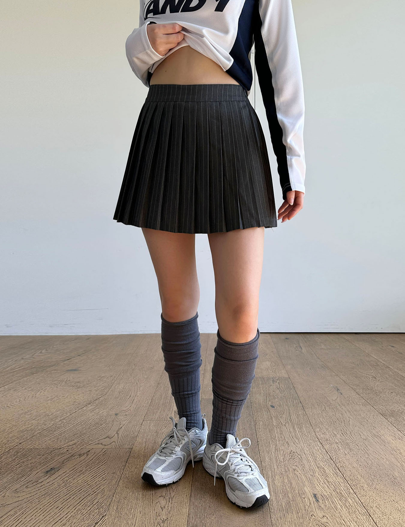 stripe tennis skirt (2color)